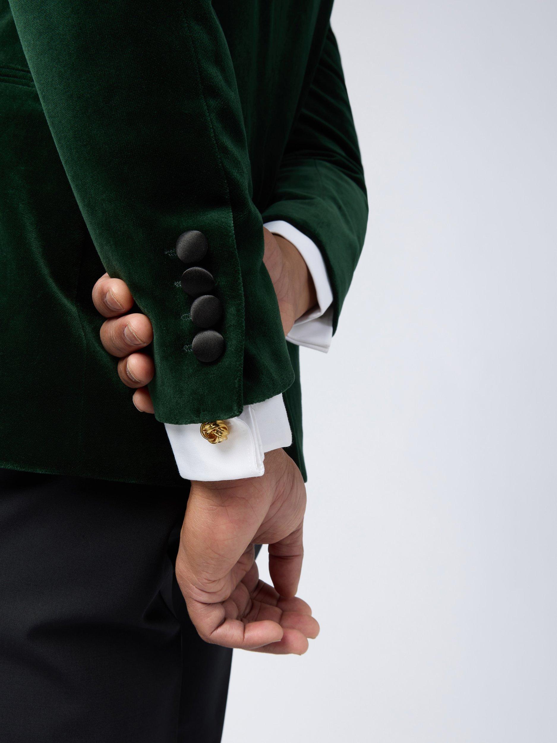 Product image 5 of 5, which shows Ted Baker Tighe Slim Fit Velvet Dinner Jacket, Forest Green, 42S