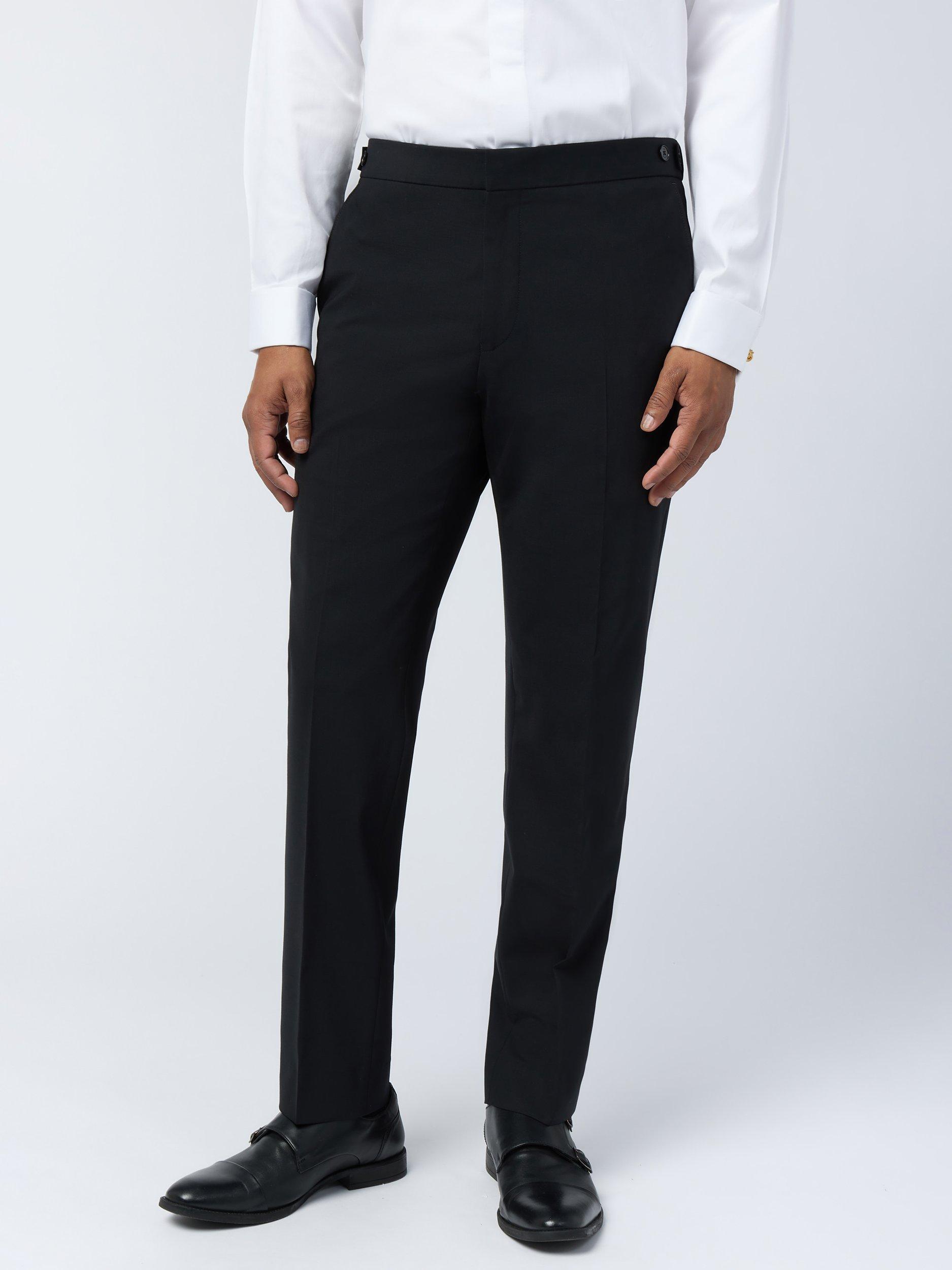 Product image 1 of 3, which shows Ted Baker Promi Wool Blend Slim Tuxedo Trousers, Black, 34S