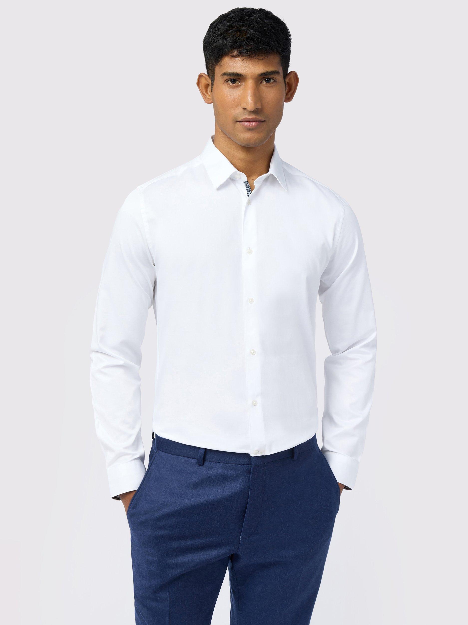 Product image 1 of 5, which shows Ted Baker Emile Cotton Blend Shirt, White, 15/R