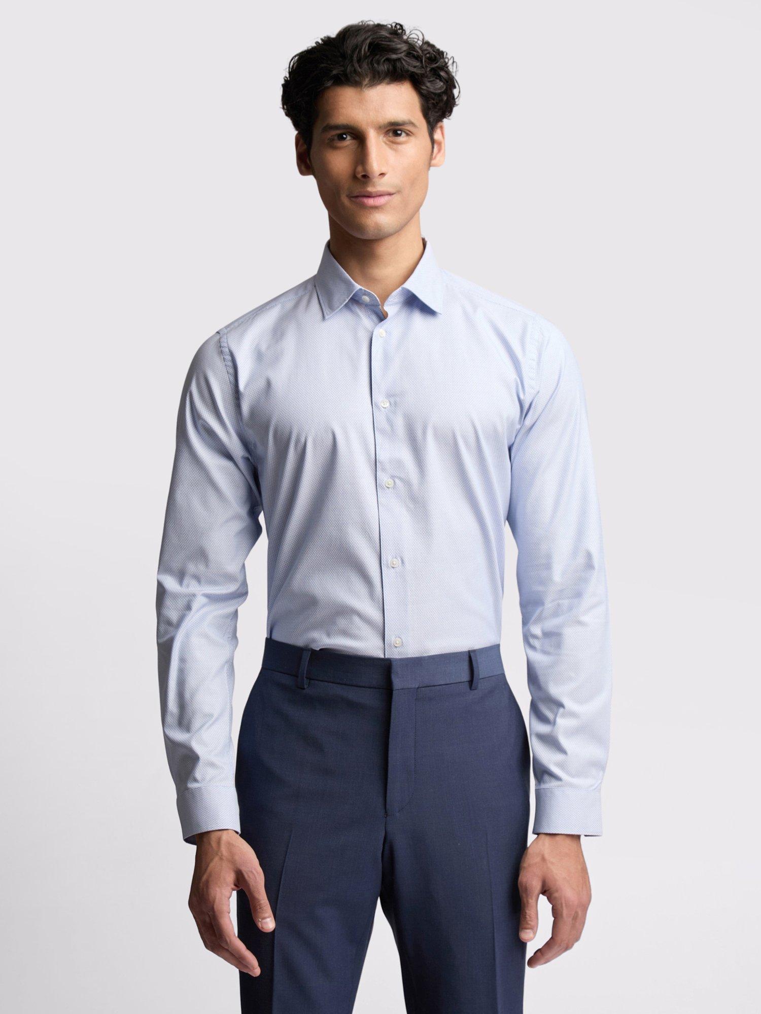 Product image 1 of 4, which shows Ted Baker Hart Cotton Blend Shirt, Blue, 16/R