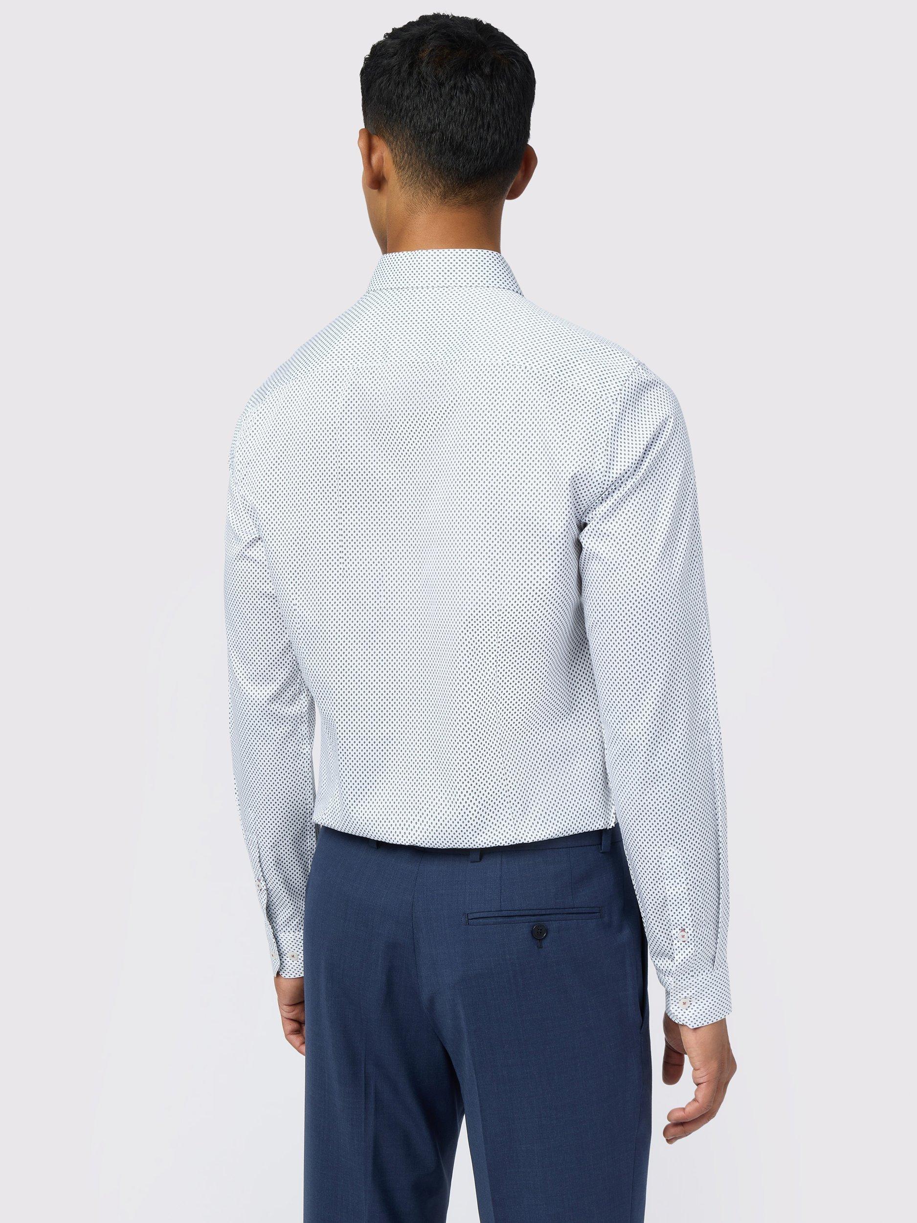 Product image 2 of 4, which shows Ted Baker Ive Micro Print Cotton Blend Shirt, White Print, 16/R