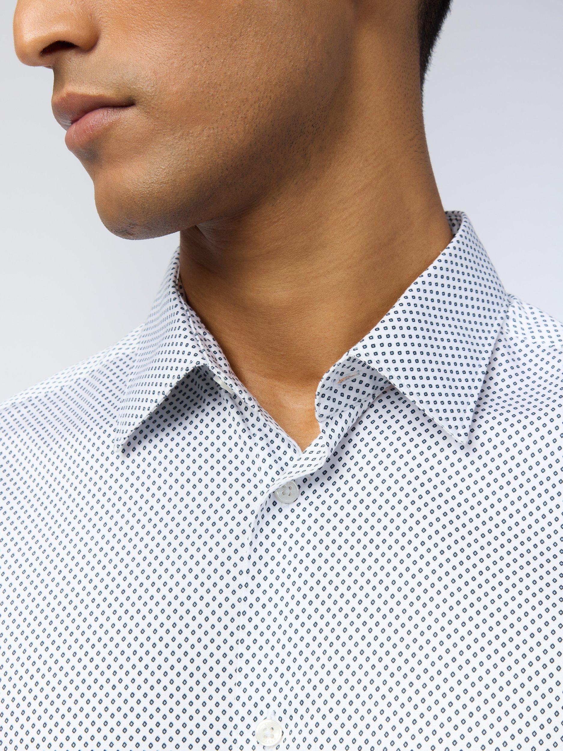 Product image 3 of 4, which shows Ted Baker Ive Micro Print Cotton Blend Shirt, White Print, 16/R