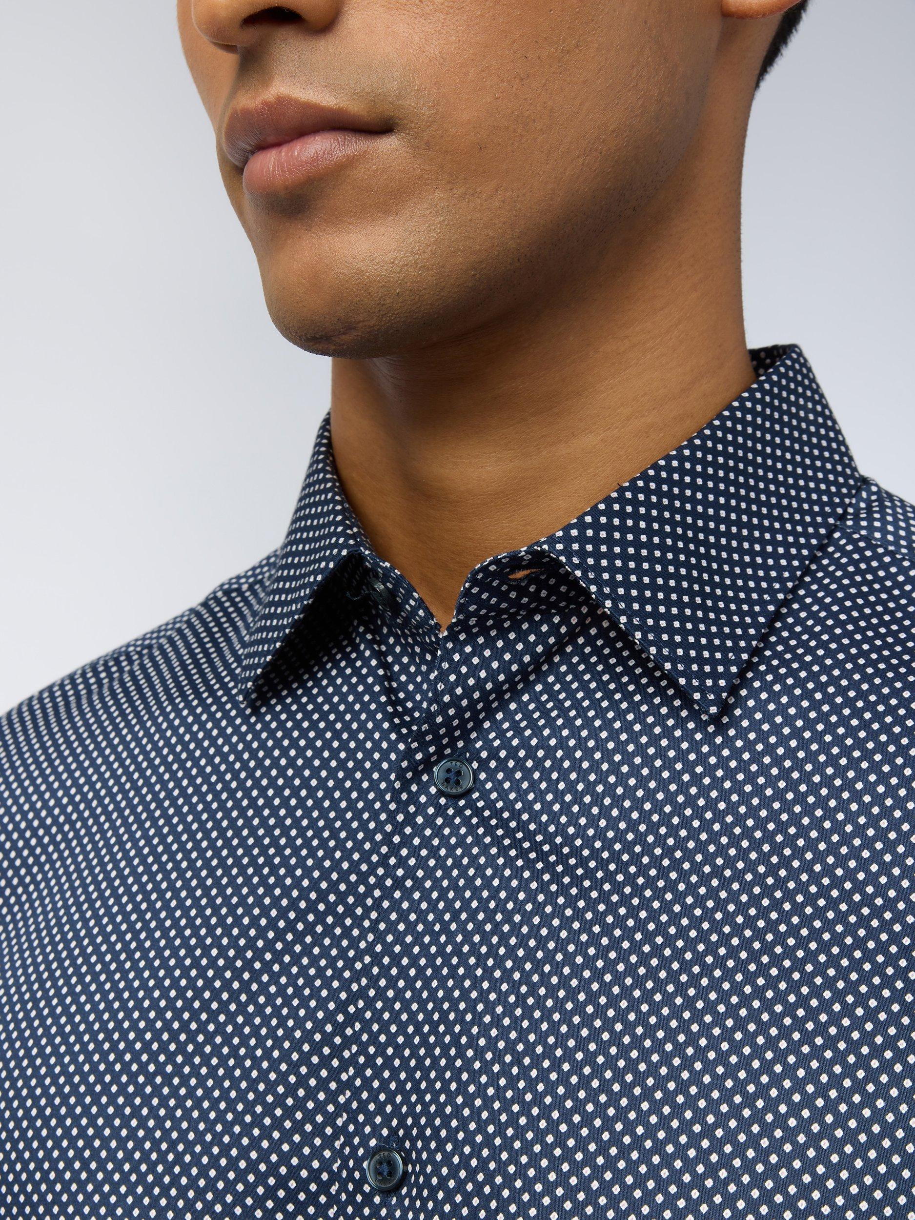 Product image 3 of 4, which shows Ted Baker Milne Micro Print Cotton Blend Shirt, Navy Print, 15.5/R