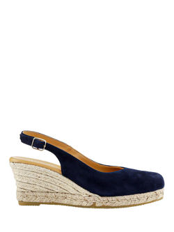 Jones Bootmaker Cedrica Suede Wedge Heel Slingback Sandals, Navy