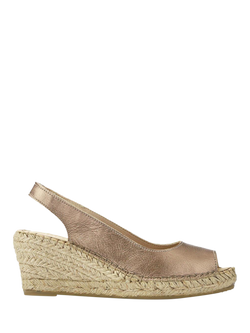 Jones Bootmaker Rosanna Leather Wedge Heel Slingback Sandals, Gold