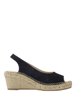 Jones Bootmaker Rosanna Wide Fit Suede Slingback Wedge Sandals, Navy