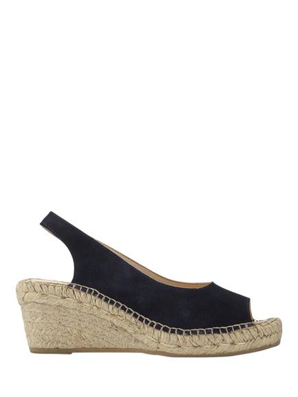 Jones Bootmaker Rosanna Wide Fit Suede Slingback Wedge Sandals, Navy