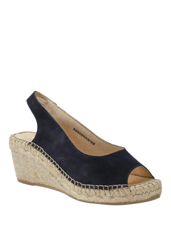 Jones Bootmaker Rosanna Wide Fit Suede Slingback Wedge Sandals - view 2, Navy