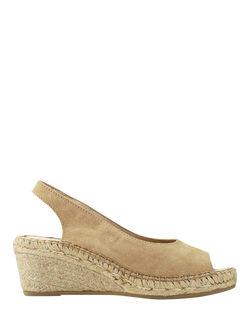 Jones Bootmaker Rosanna Wide Fit Suede Slingback Wedge Sandals, Sand
