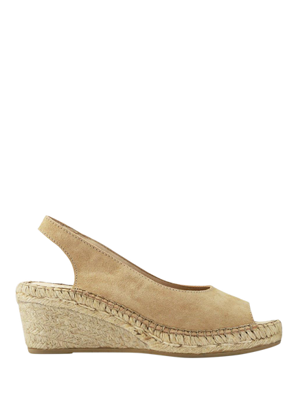 Jones Bootmaker Rosanna Wide Fit Suede Slingback Wedge Sandals, Sand