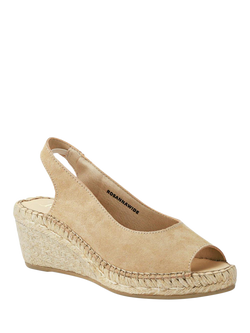 Jones Bootmaker Rosanna Wide Fit Suede Slingback Wedge Sandals - view 2, Sand