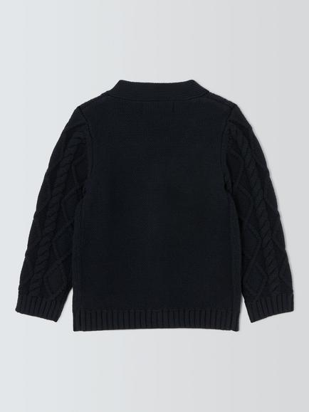John Lewis Heirloom Collection Baby Cable Knit Cardigan, Blue - view 2, Blue