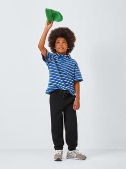 John Lewis Boy's Drawstring Denim Joggers, Black Mid Wash - view 2, Blue Mid Wash