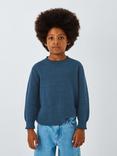 John Lewis Kids' Seed Stitch Twist Jumper, Twisted Blue