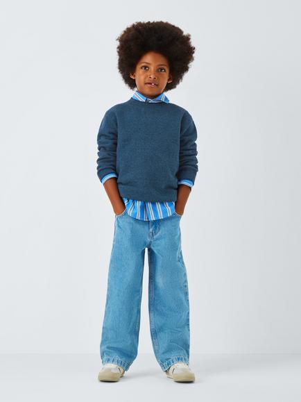 John Lewis Kids' Seed Stitch Twist Jumper, Twisted Blue - view 2, Twisted Blue
