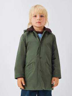 John Lewis Kids' Corduroy Collar Trench Coat, Green, Green