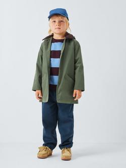 John Lewis Kids' Corduroy Collar Trench Coat, Green - view 2, Green