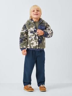 John Lewis Kids' Reversible Borg Jacket, Blue - view 2, Blue