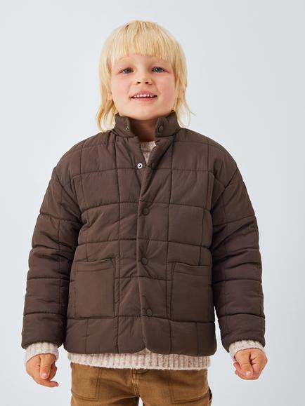 John Lewis Kids' Square Quilted Jacket, Brown, Brown
