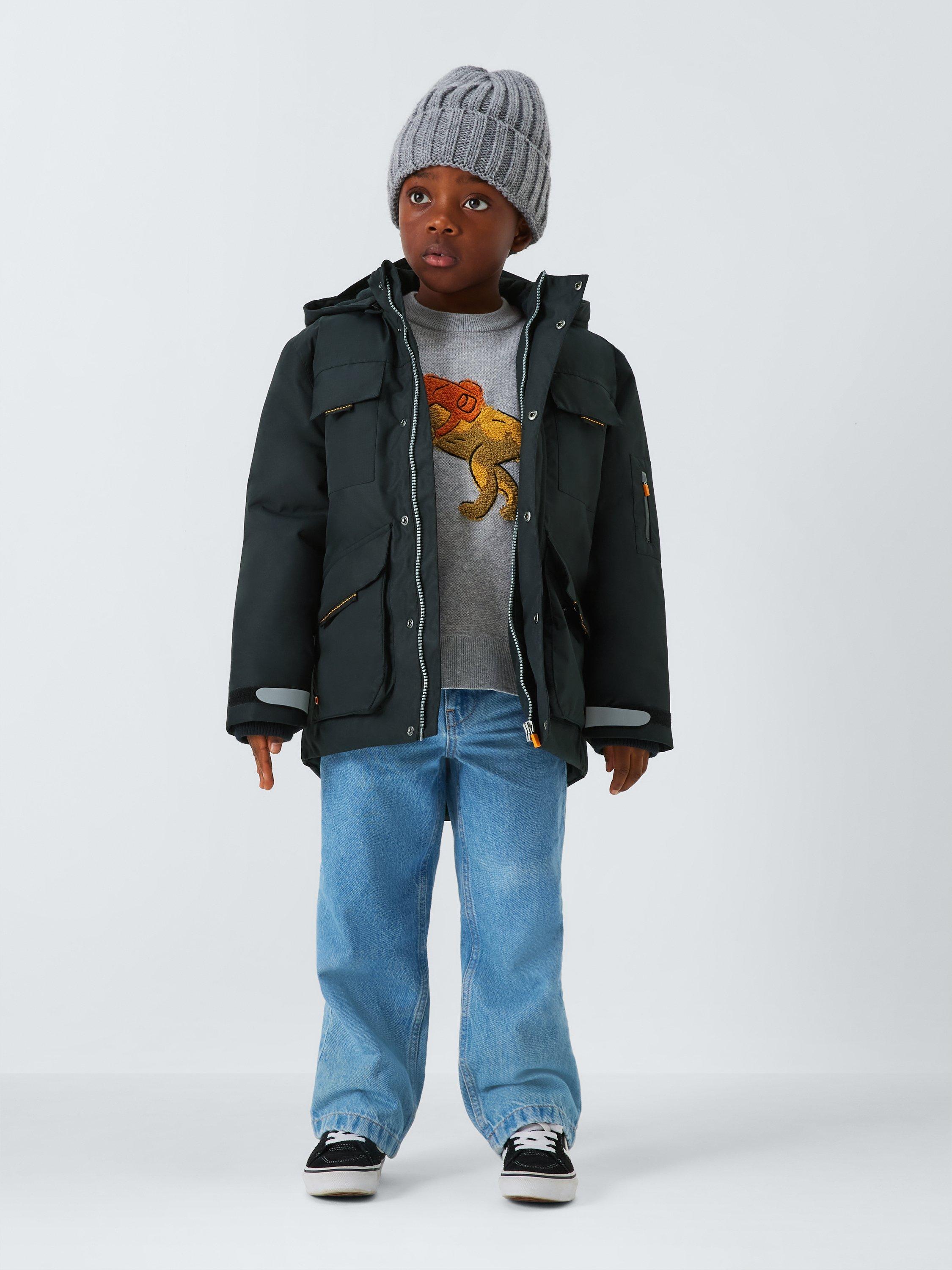 Product image 2 of 8, which shows John Lewis Kids' Technical Water Resistant Jacket, Black, 3 years