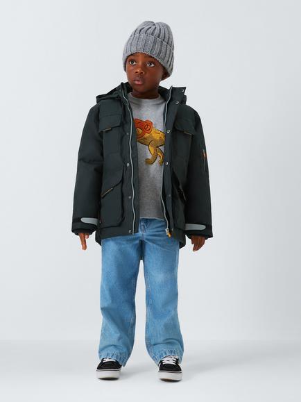 John Lewis Kids' Technical Water Resistant Jacket, Black - view 2, Black
