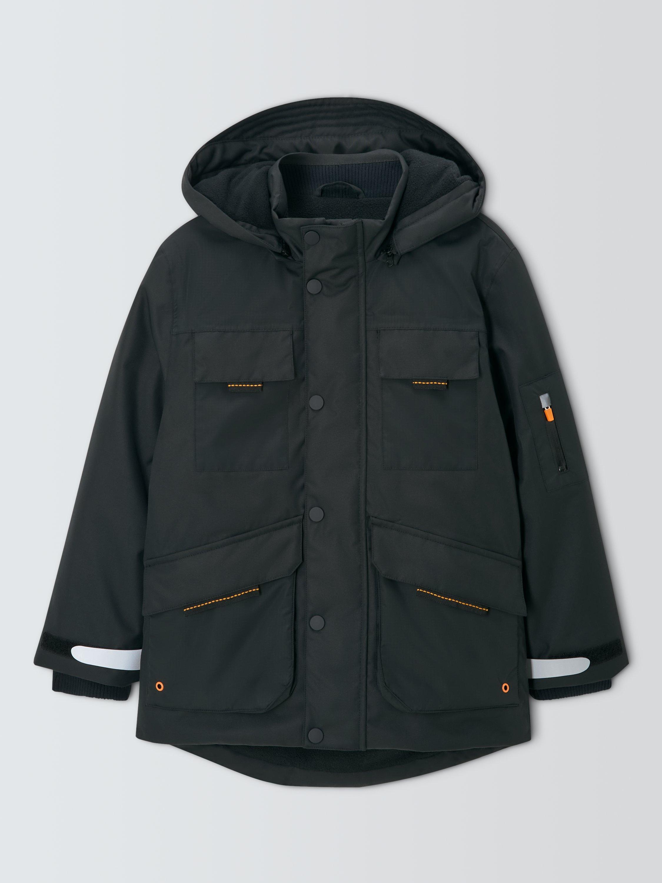 Product image 3 of 8, which shows John Lewis Kids' Technical Water Resistant Jacket, Black, 3 years