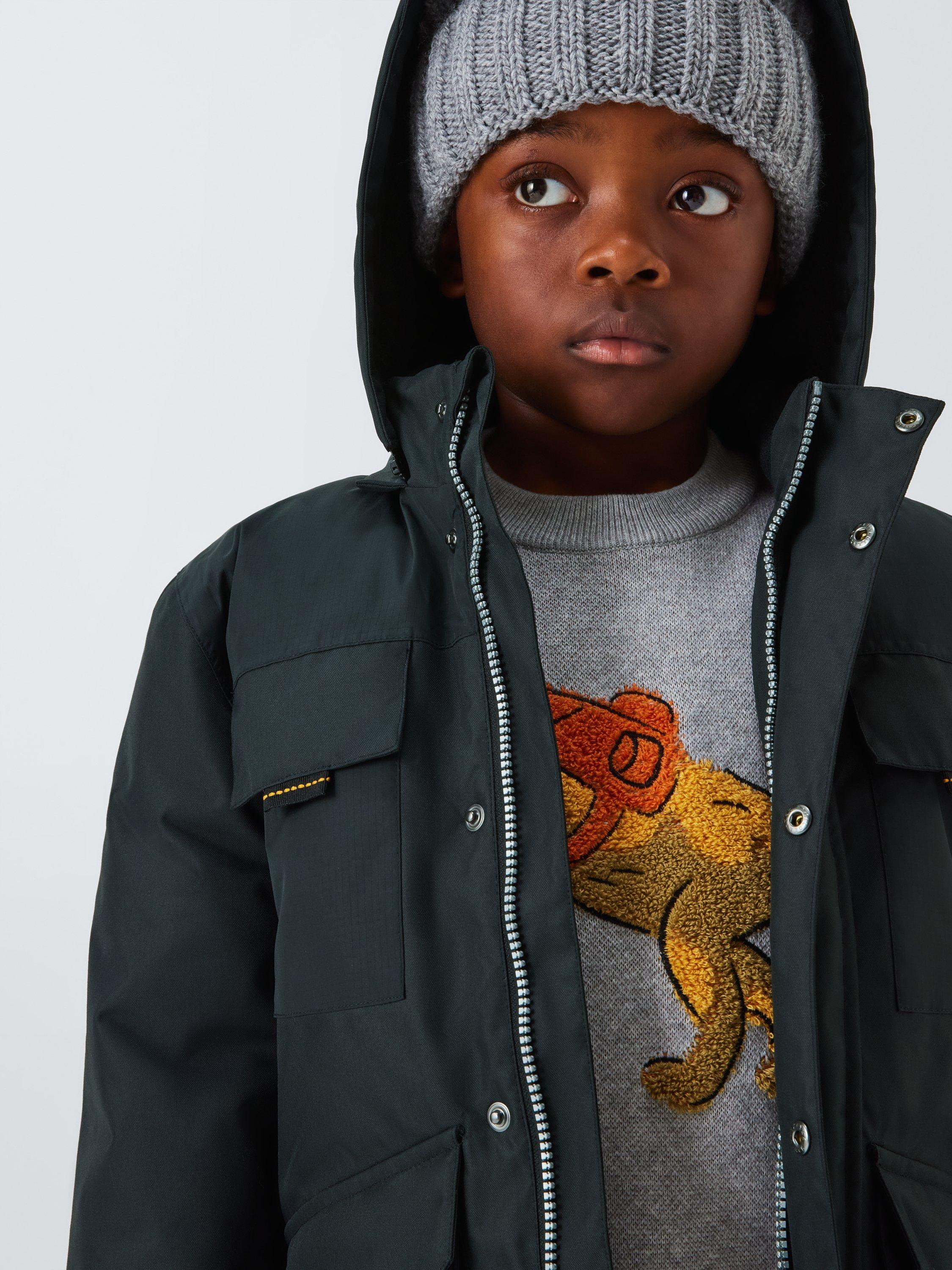 Product image 4 of 8, which shows John Lewis Kids' Technical Water Resistant Jacket, Black, 3 years