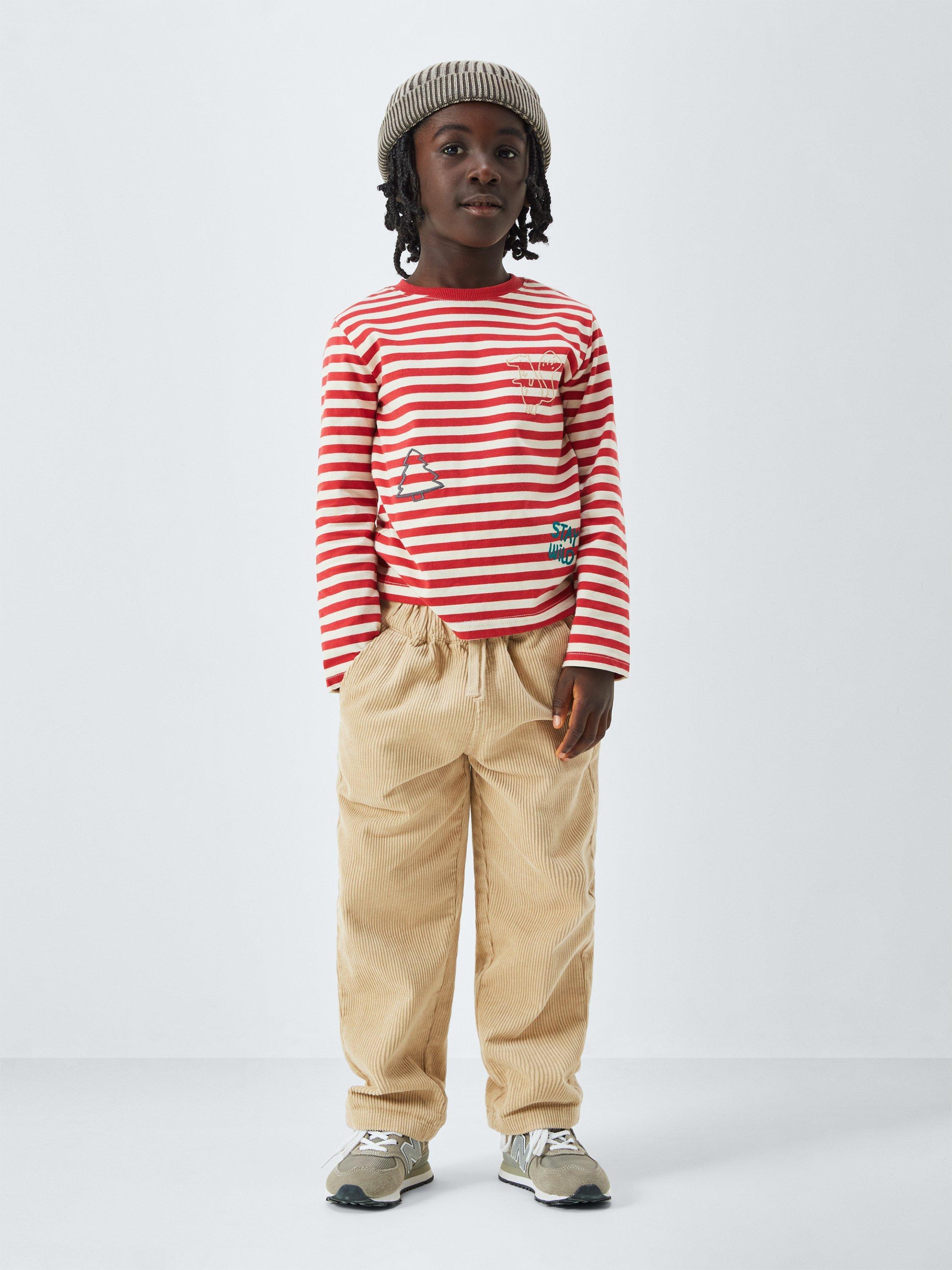 Product image 2 of 7, which shows John Lewis Kids' Wild Stripe Jersey Top, Rust, 7 years