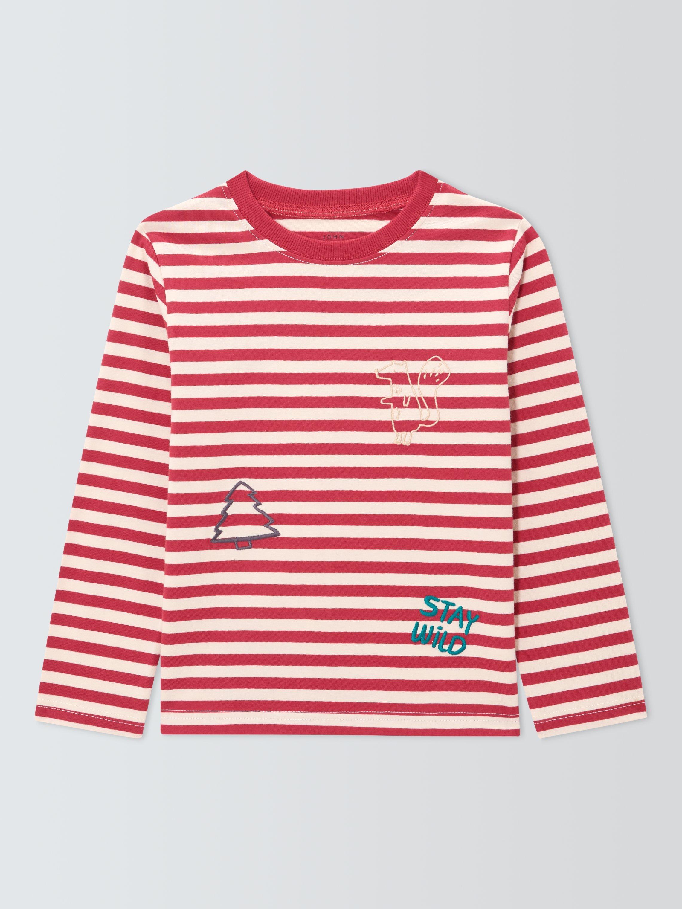Product image 3 of 7, which shows John Lewis Kids' Wild Stripe Jersey Top, Rust, 7 years