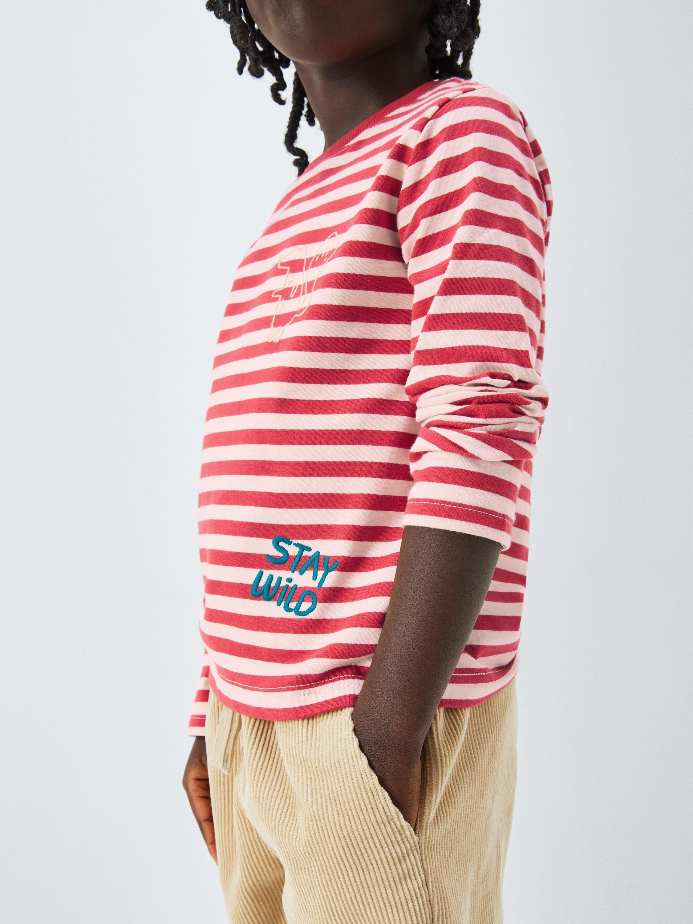 Product image 6 of 7, which shows John Lewis Kids' Wild Stripe Jersey Top, Rust, 7 years
