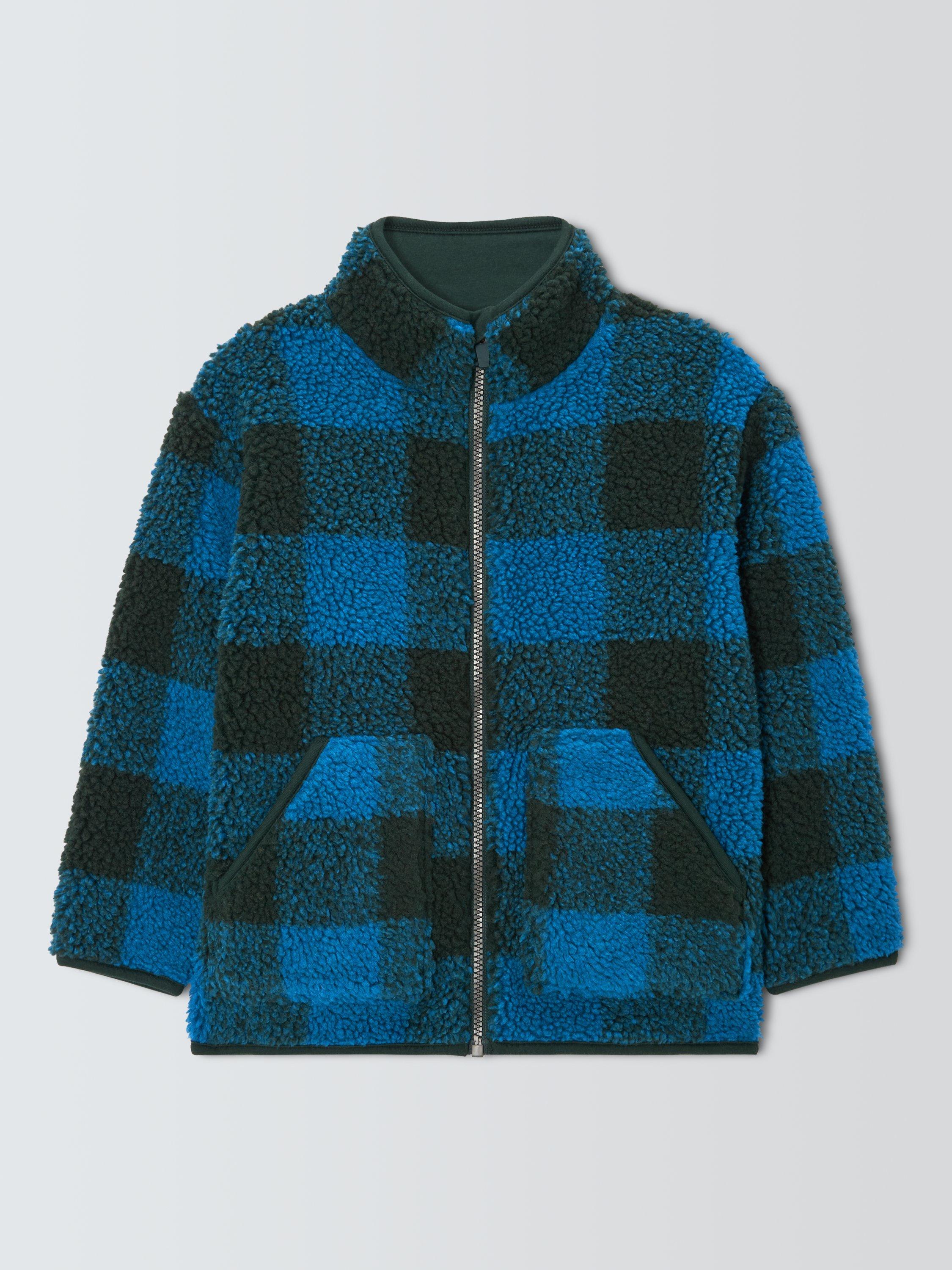 Product image 3 of 7, which shows John Lewis Kids' Geometric Fleece, Blue/Navy Check, 3 years