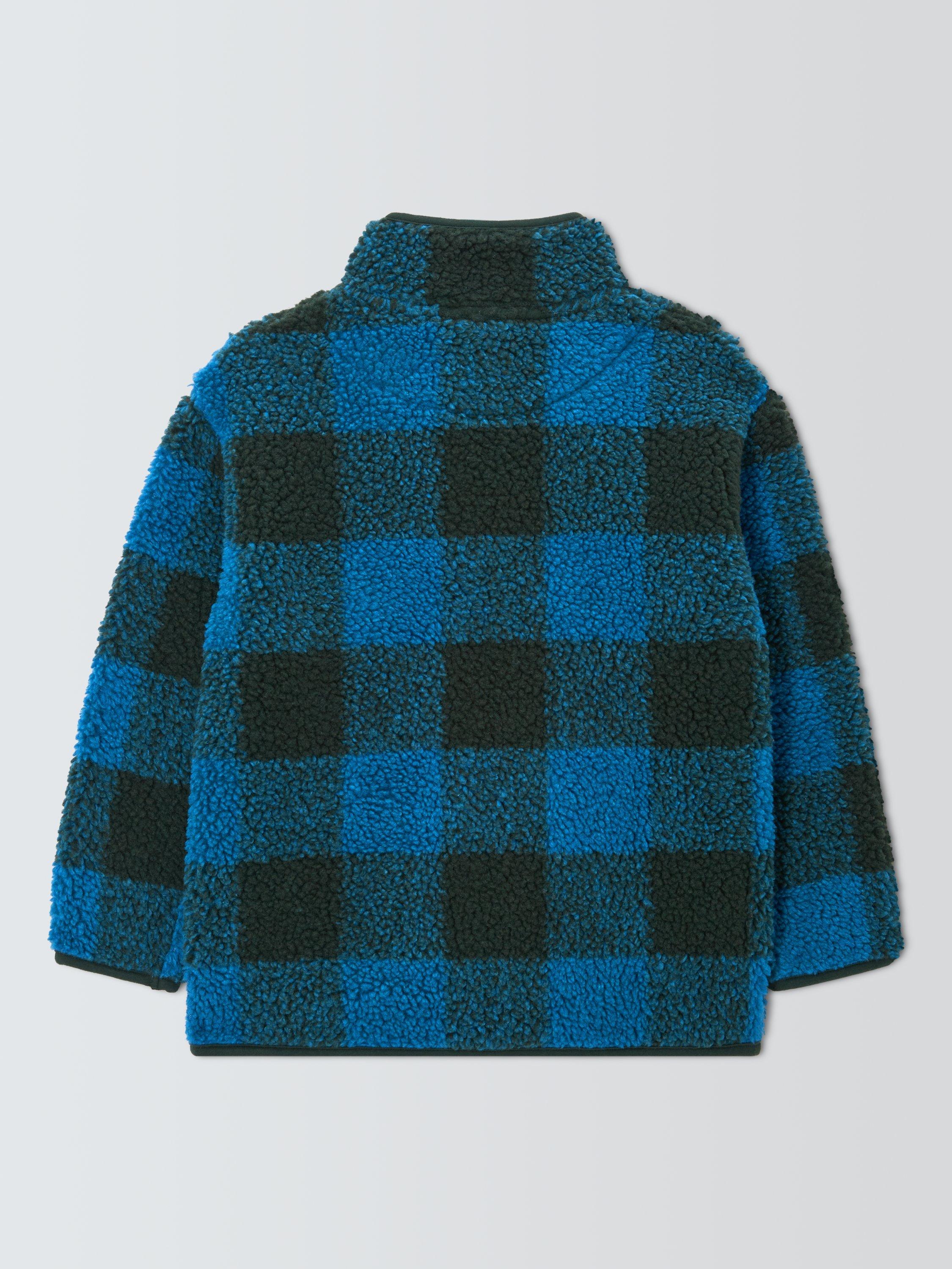 Product image 4 of 7, which shows John Lewis Kids' Geometric Fleece, Blue/Navy Check, 3 years
