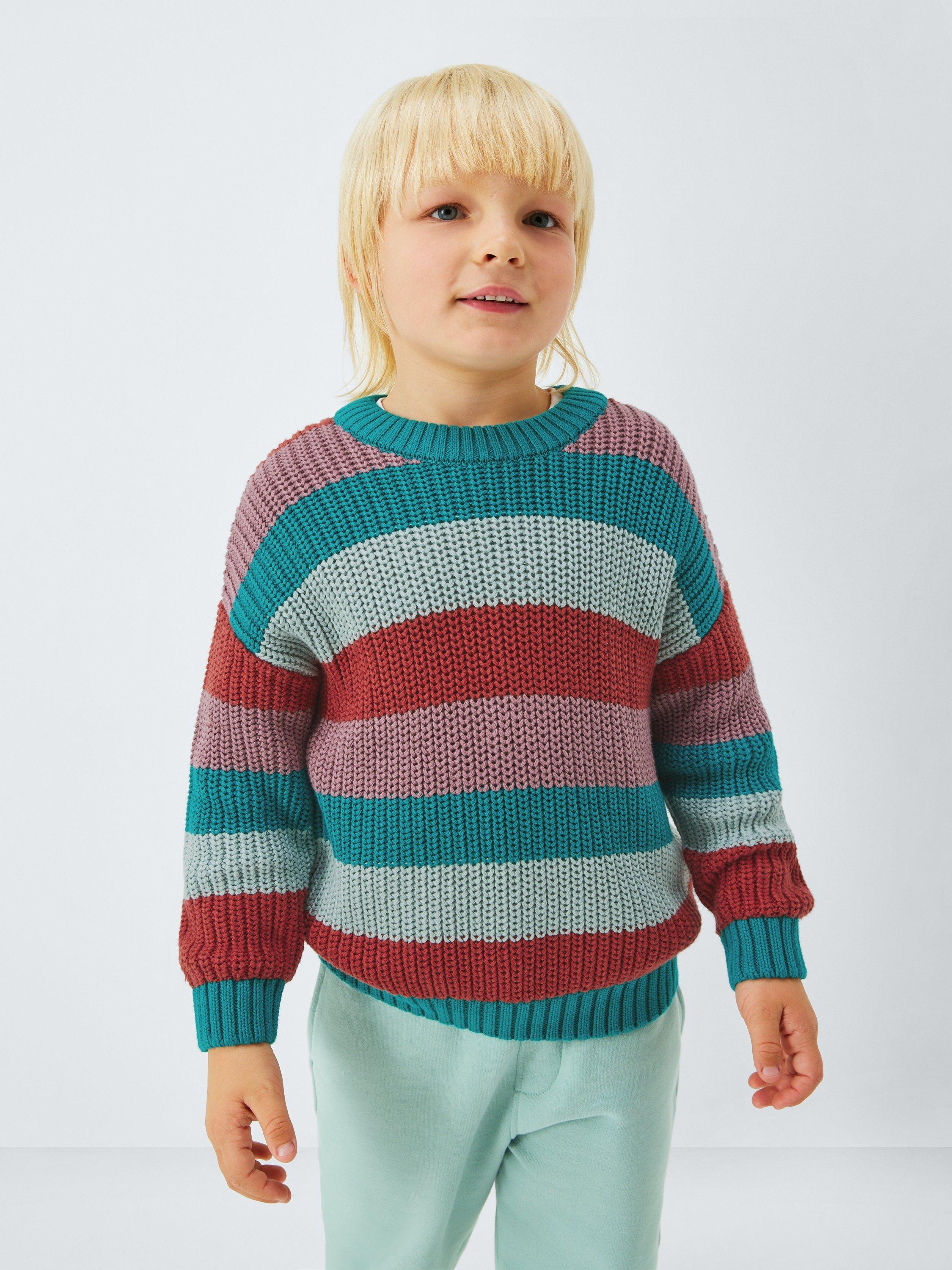 Product image 1 of 7, which shows John Lewis Kids' Block Stripe Jumper, Multi, 3 years