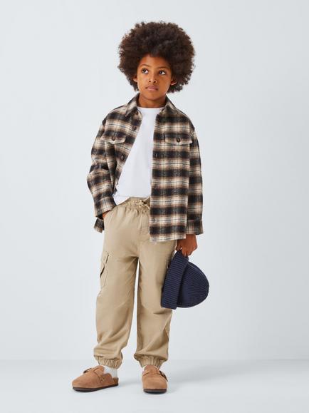 John Lewis Kids' Ombre Plaid Check Shirt, Chocolate Check - view 2, Chocolate Check