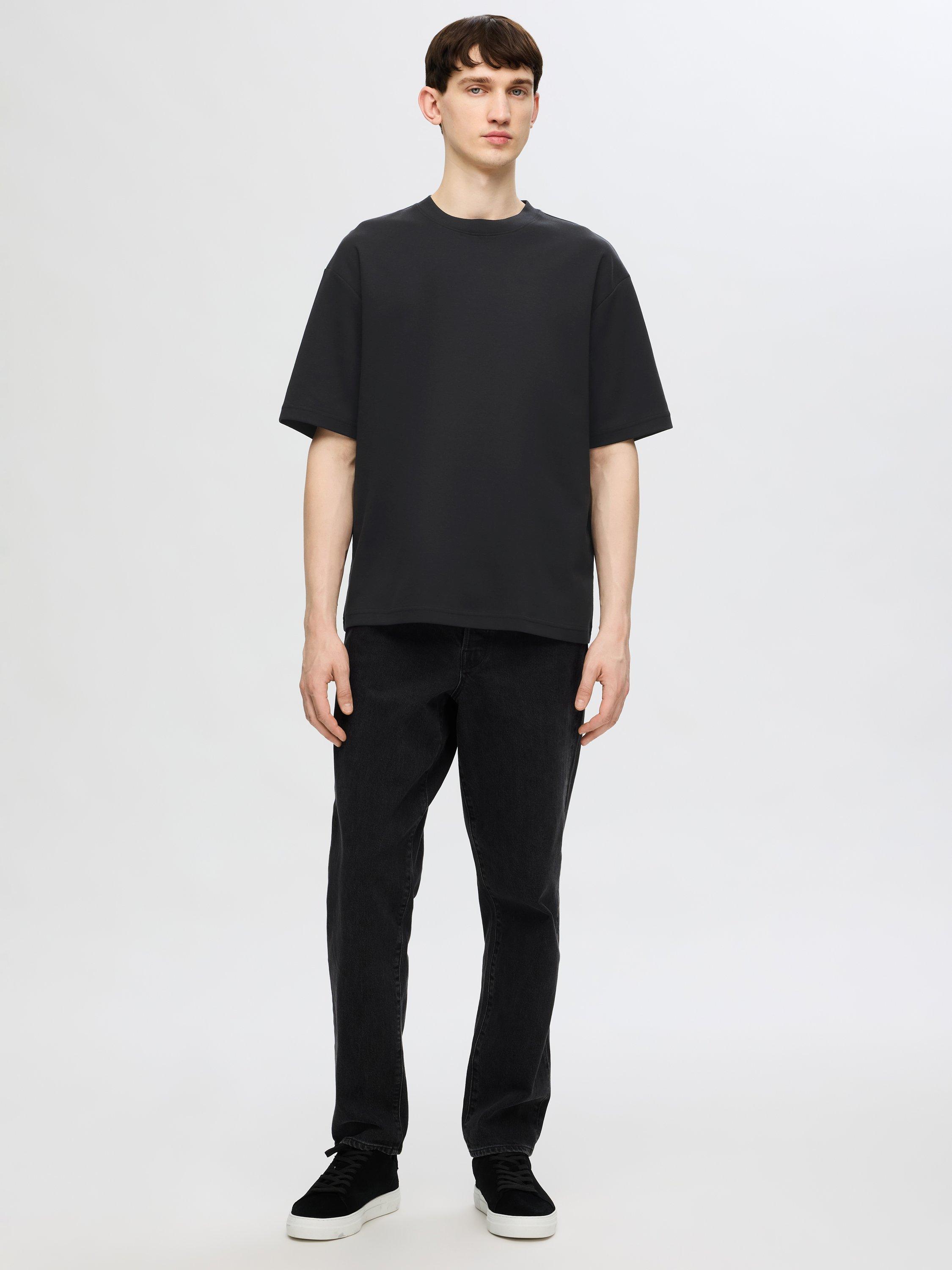 Product image 4 of 11, which shows Selected Cotton Blend Regular Fit Short Sleeve T-Shirt, Black, S