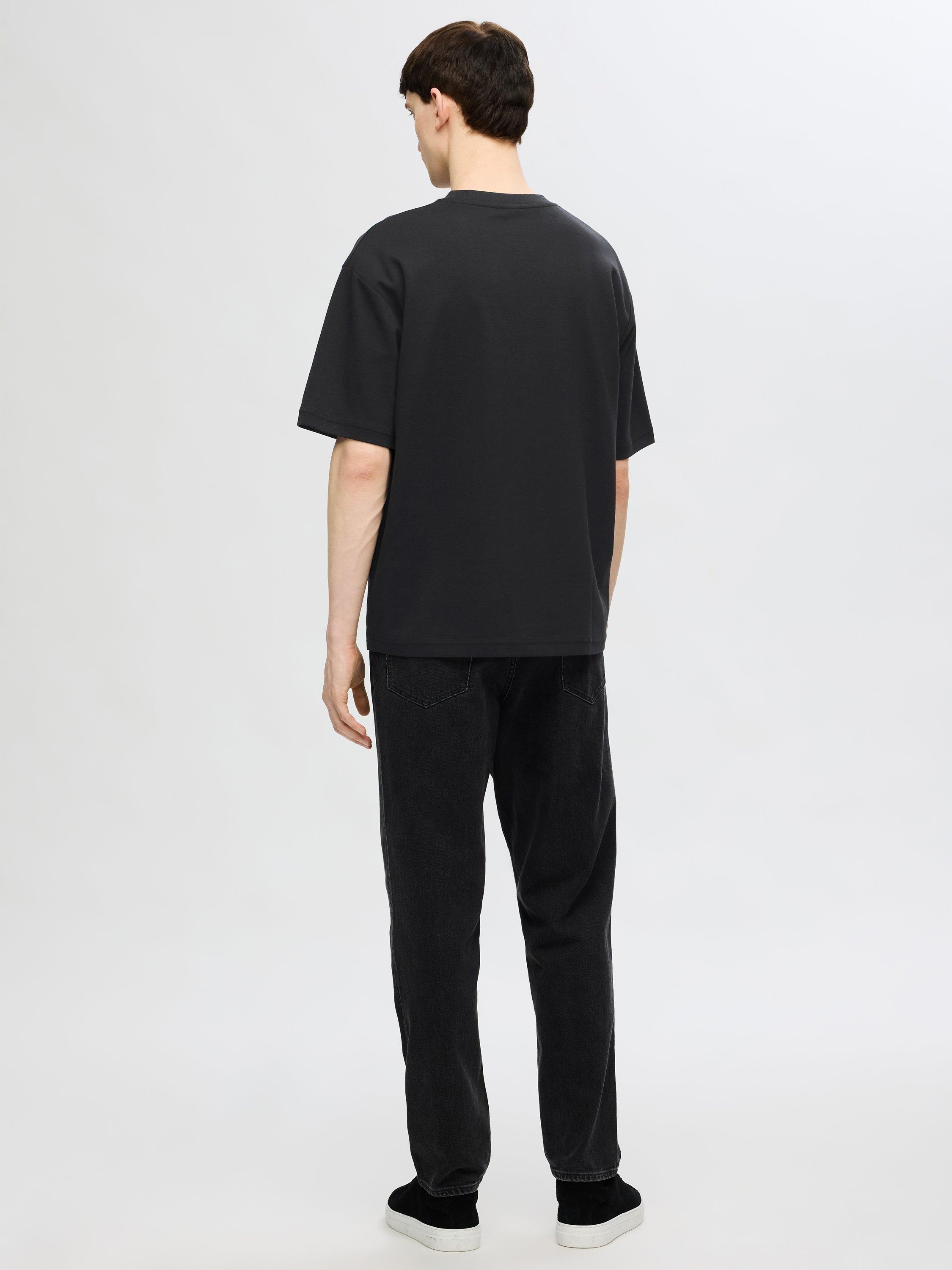 Product image 5 of 11, which shows Selected Cotton Blend Regular Fit Short Sleeve T-Shirt, Black, S