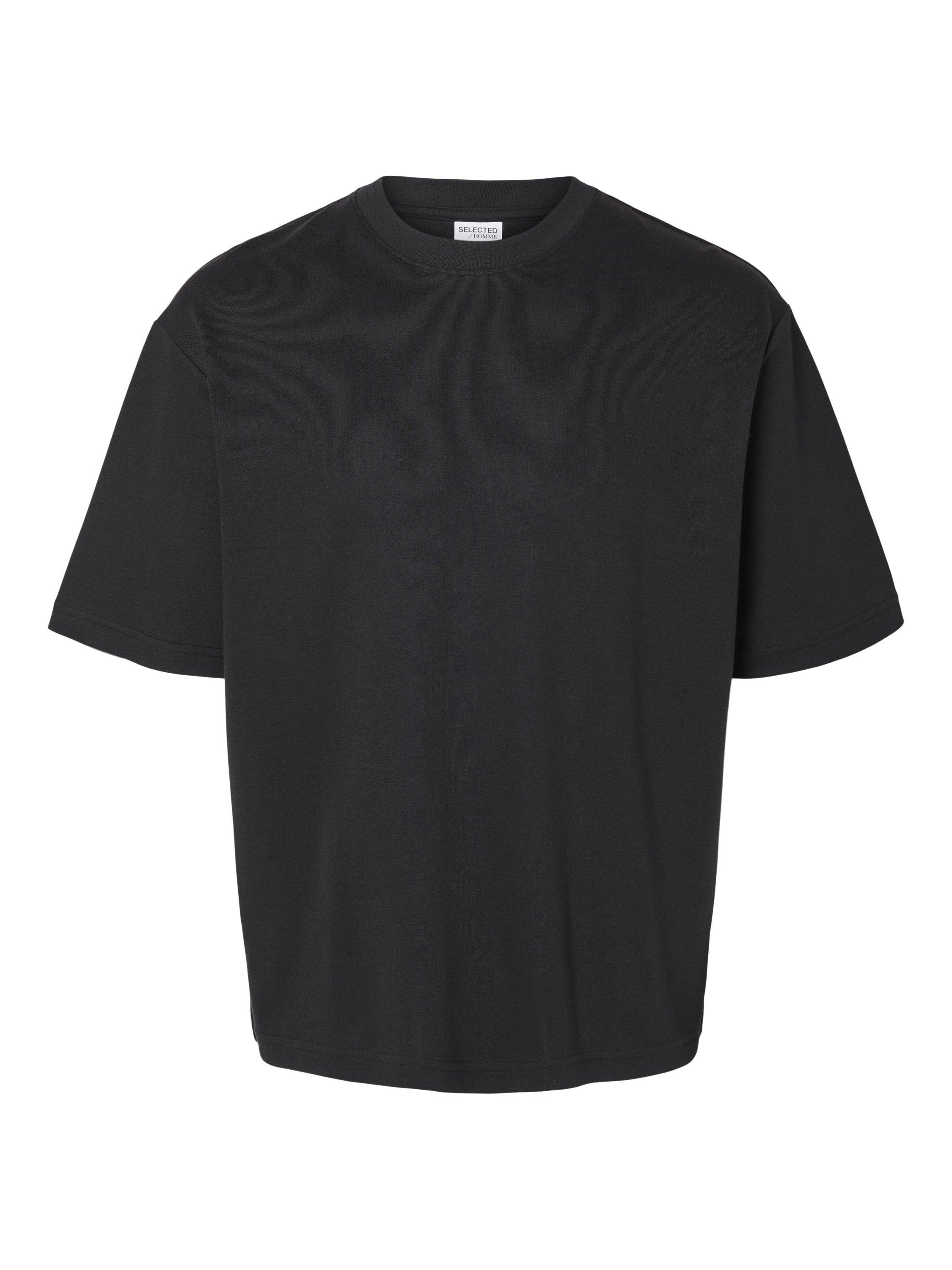 Product image 6 of 11, which shows Selected Cotton Blend Regular Fit Short Sleeve T-Shirt, Black, S