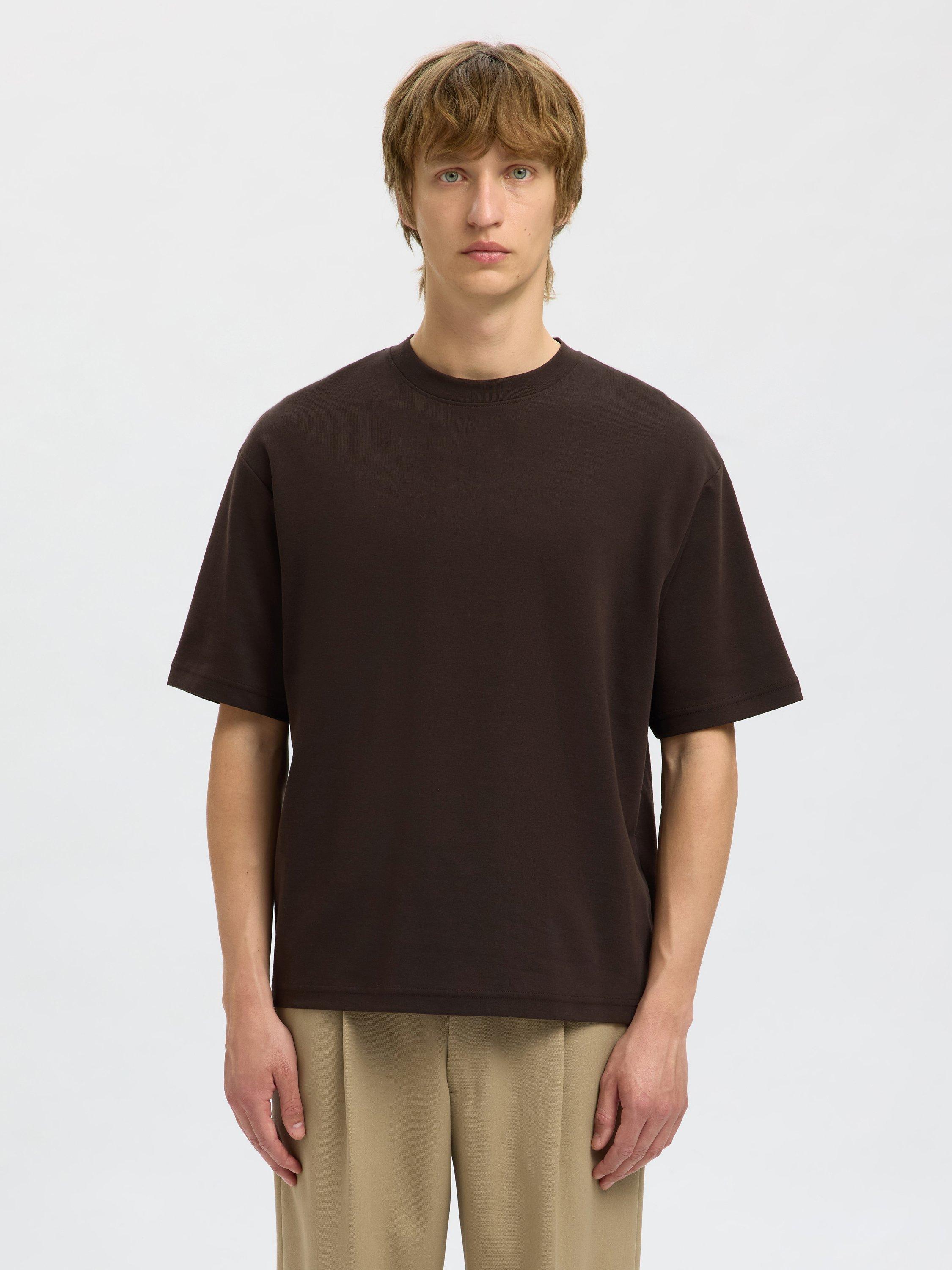 Product image 1 of 6, which shows Selected Crew Neck Short Sleeve T-Shirt, Demitasse, S