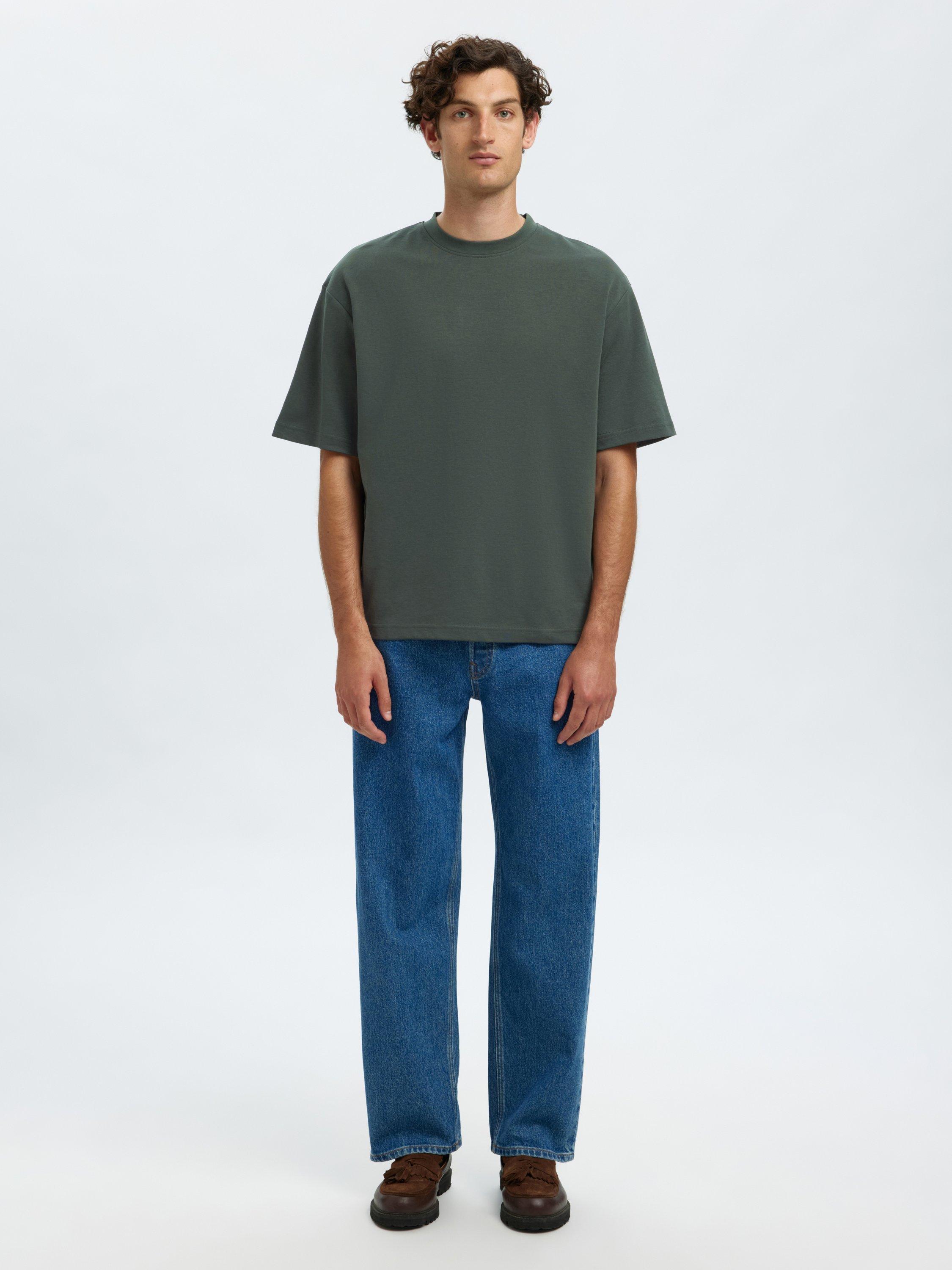 Product image 2 of 2, which shows Selected Crew Neck Short Sleeve T-Shirt, Deep Forest, S