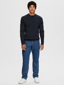Selected Dane Cotton Crew Neck Jumper - view 2, Sky Captain