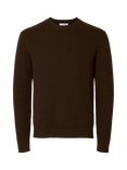 Selected Cotton Blend Crew Neck Jumper, Demitasse