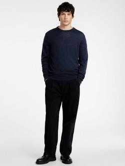 Selected Crew Neck Merino Wool Jumper - view 2, Navy Blazer