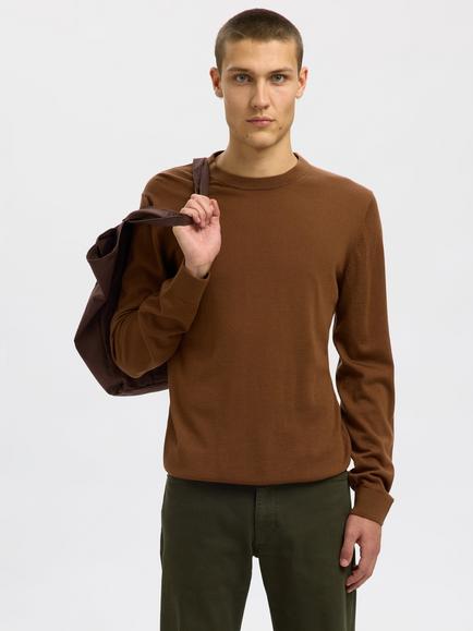 Selected Crew Neck Merino Wool Jumper, Soft Silt