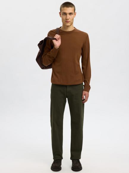 Selected Crew Neck Merino Wool Jumper - view 2, Soft Silt