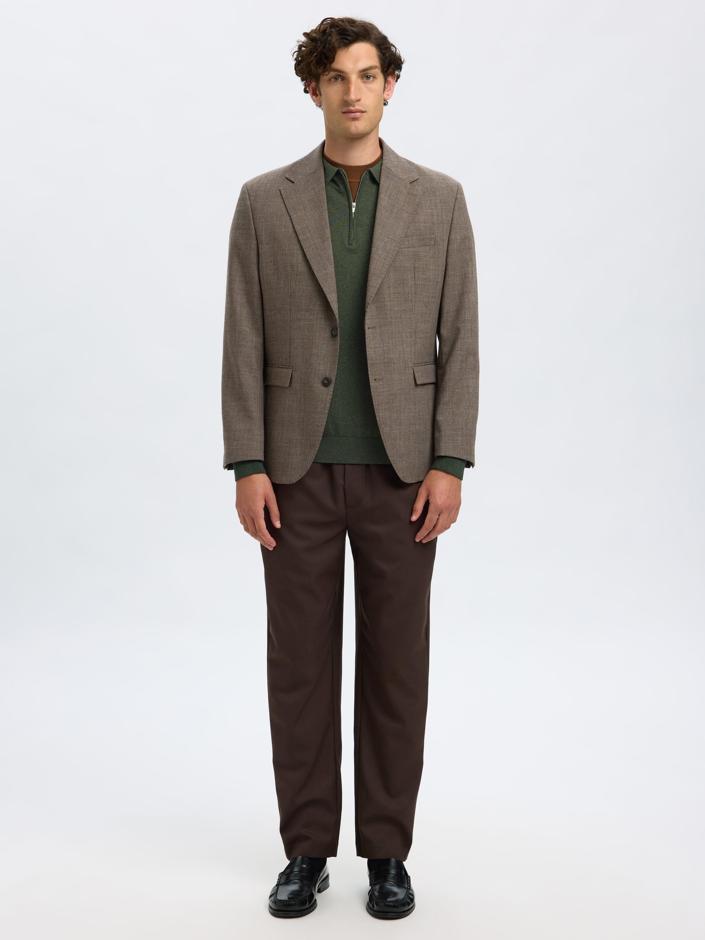 Product image 4 of 6, which shows Selected Berg Cotton Half-Zip Knit Polo Shirt, Forest Night, S
