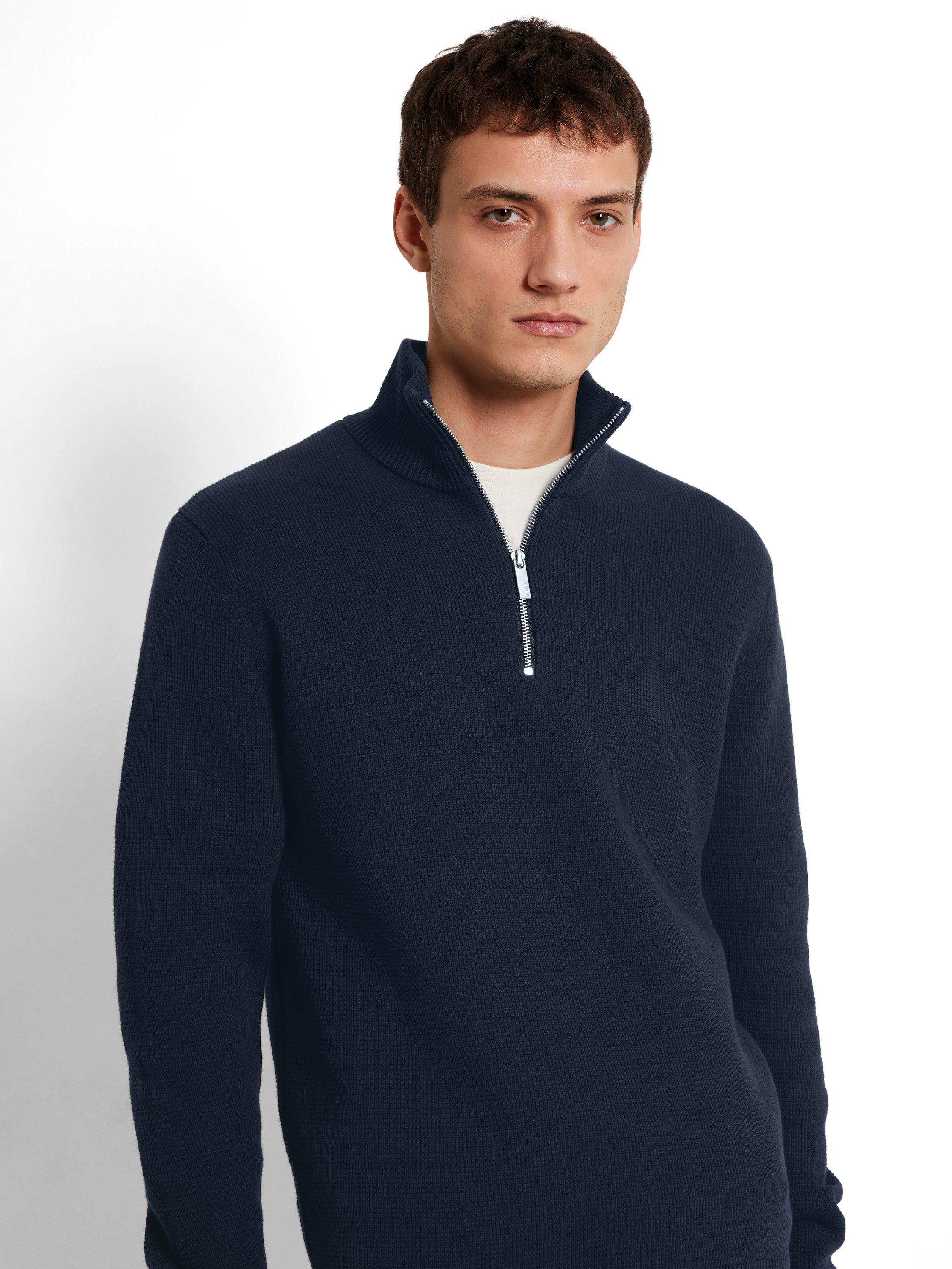 Product image 2 of 6, which shows Selected Half Zip Cotton Jumper, Sky Captain, S