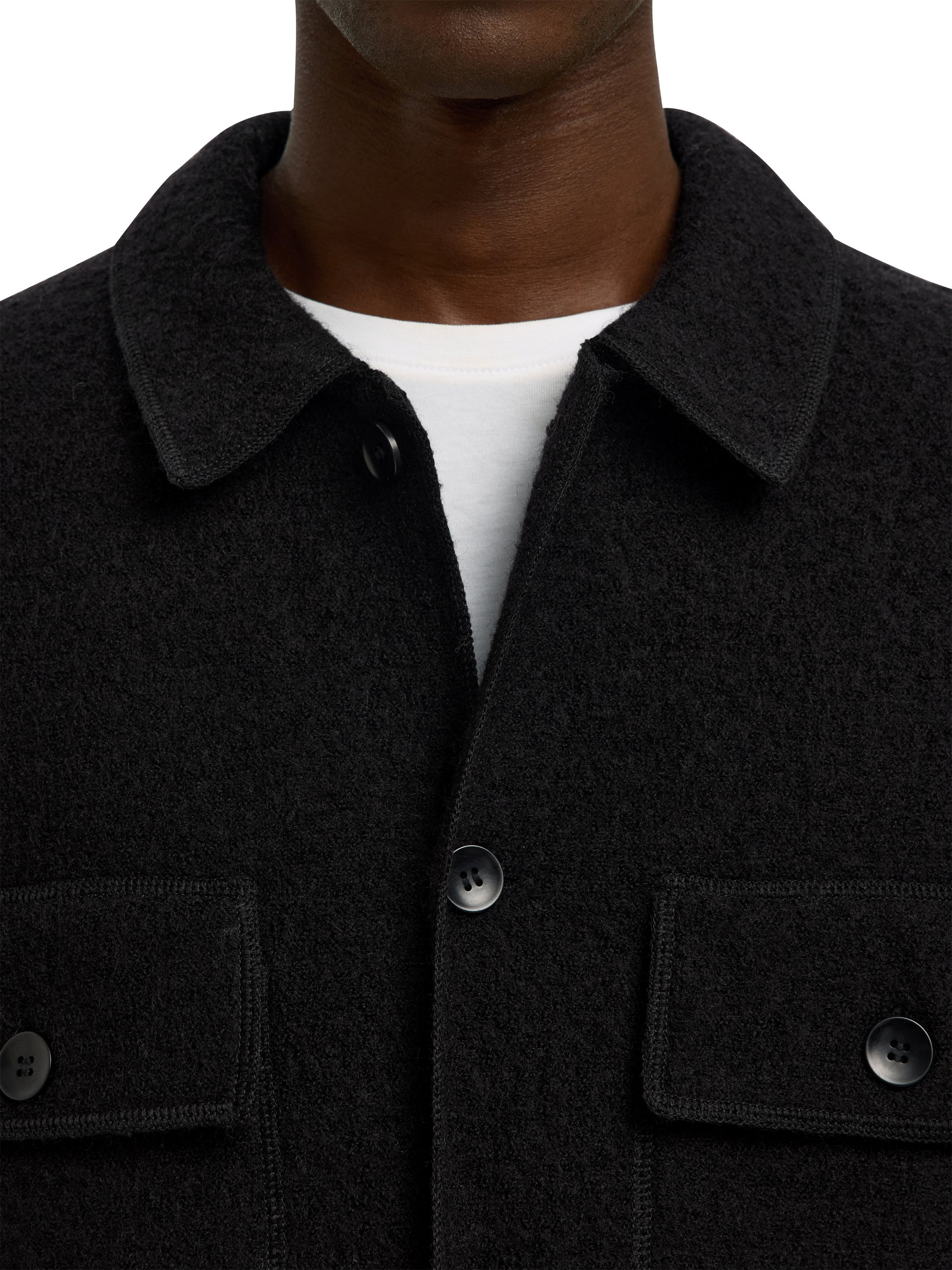Product image 4 of 6, which shows Selected Nealy Wool Knitted Collar Cardigan, Black, S