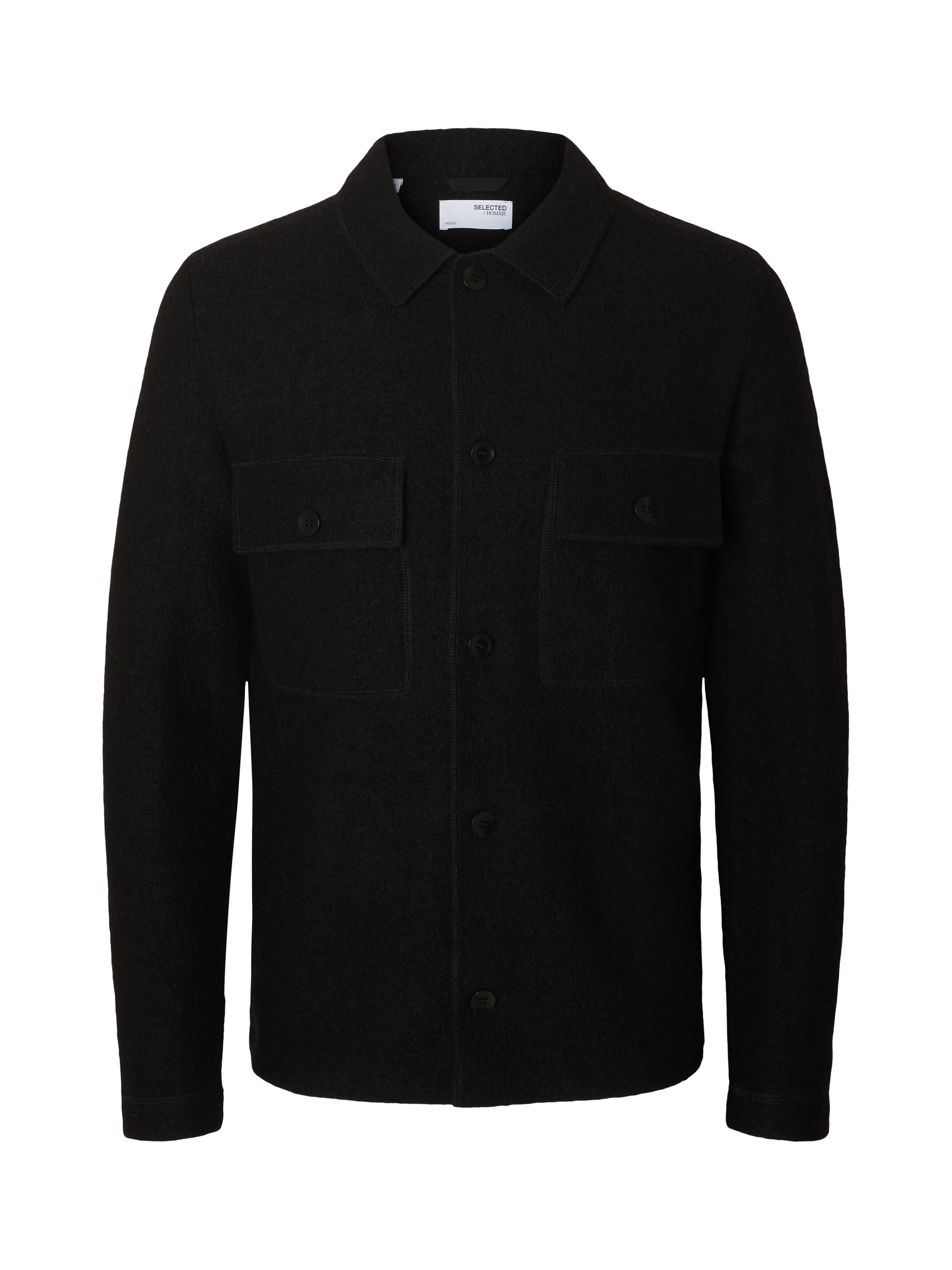 Product image 6 of 6, which shows Selected Nealy Wool Knitted Collar Cardigan, Black, S