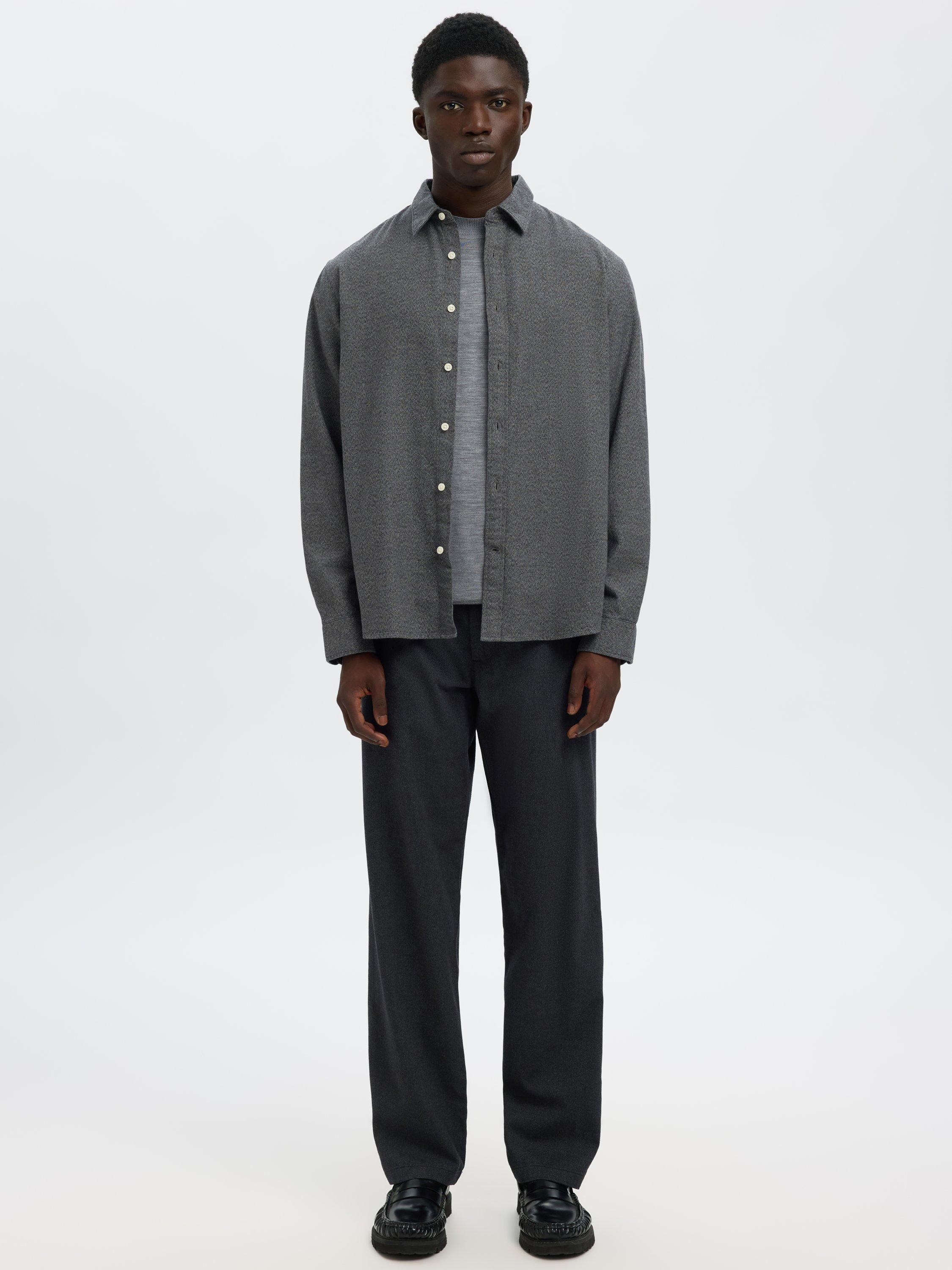 Product image 2 of 6, which shows Selected Noah Cotton Shirt, Gray Flannel, S