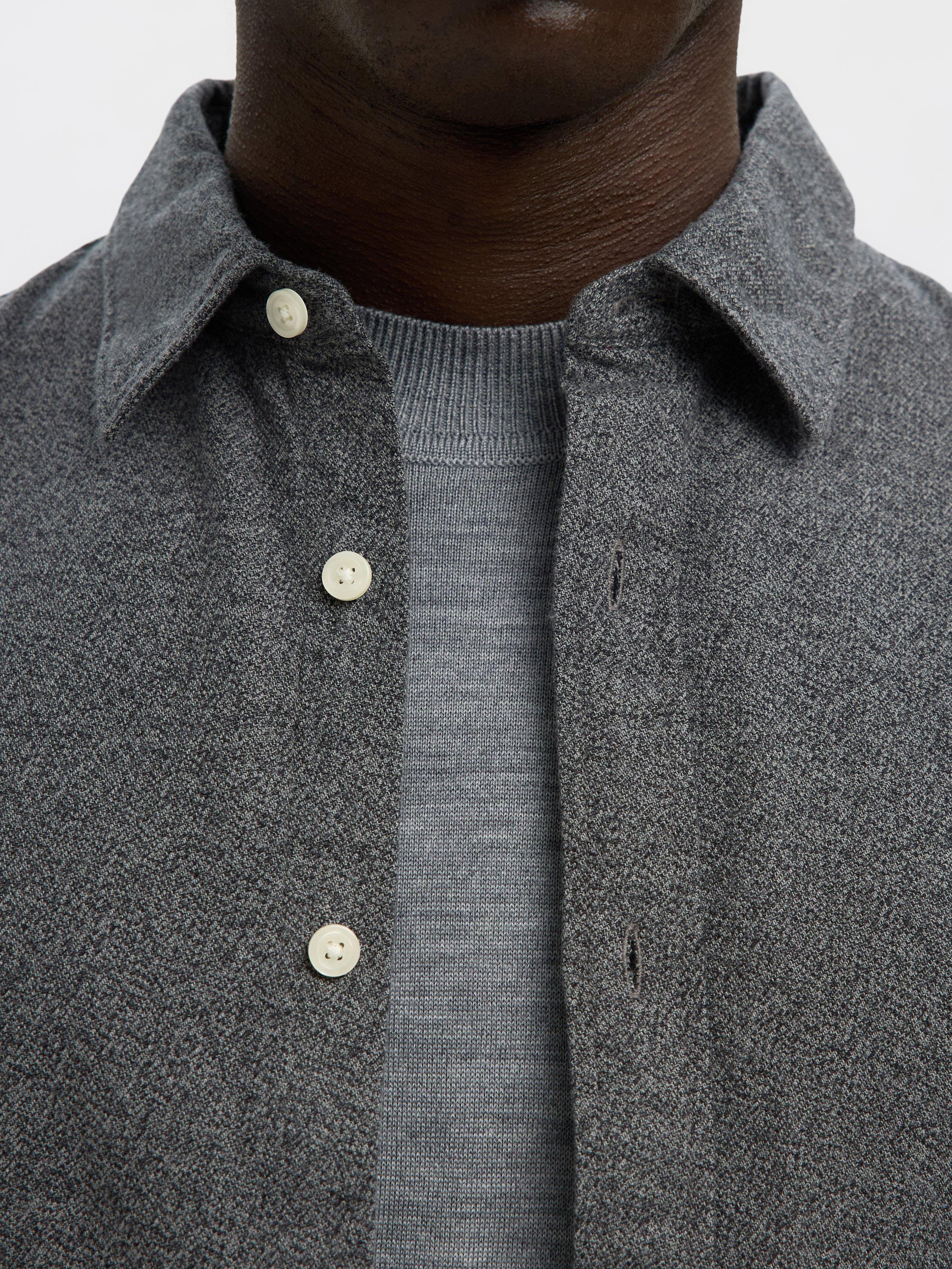 Product image 4 of 6, which shows Selected Noah Cotton Shirt, Gray Flannel, S